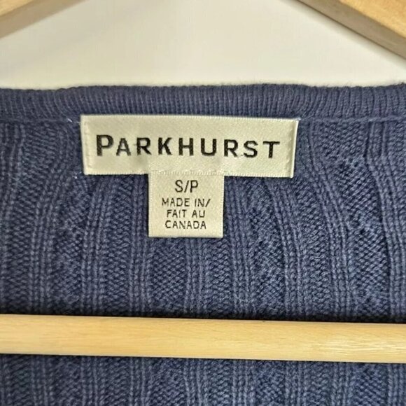 Park Hurst Blue V Neck Cable Knit Sweater Women's Size Small 100 Percent Cotton - Picture 5 of 6